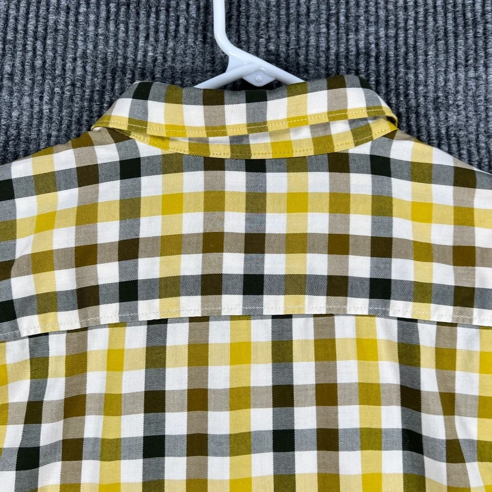 The North Face Shirt Mens Large Yellow Plaid Long Sleeve Button Up Outdoor Hike